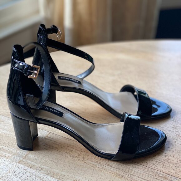 Nine West Black Patent Block Heel Sandal - Picture 5 of 7